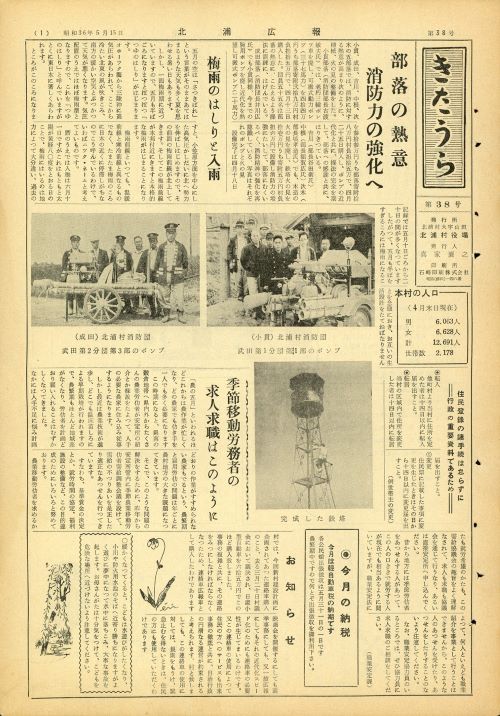 広報きたうら 第38号(昭和36年5月)の表紙