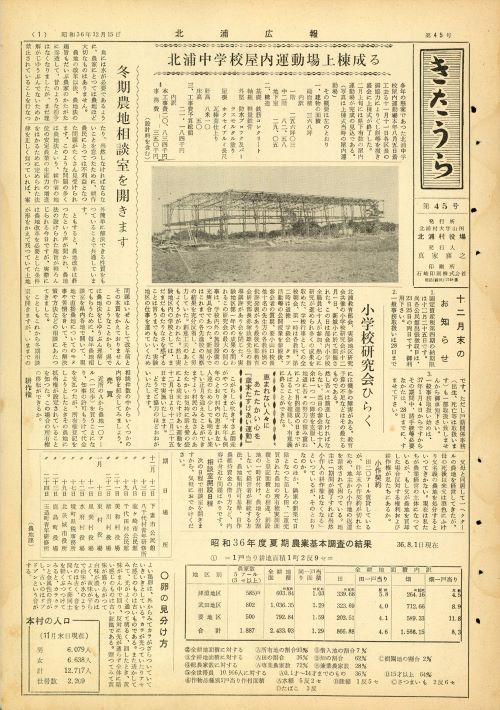 広報きたうら 第45号(昭和36年12月)の表紙