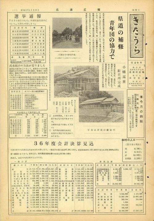 広報きたうら 第49号(昭和37年6月)の表紙