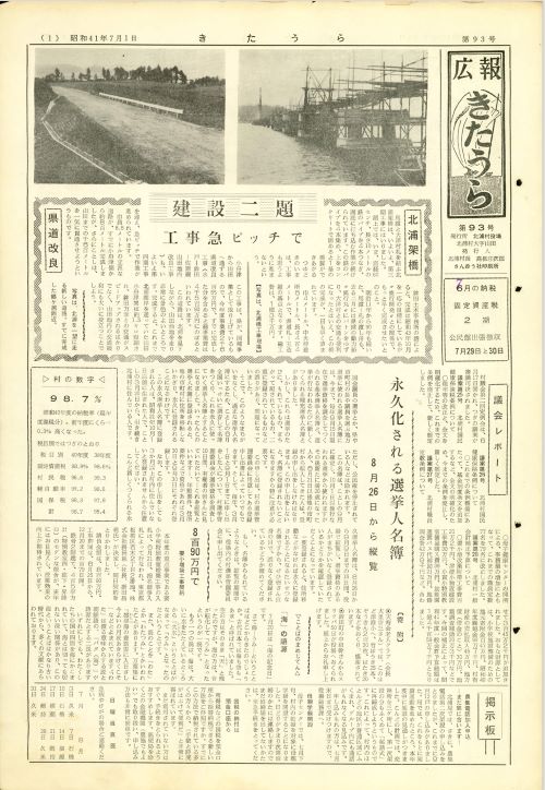 広報きたうら 第93号(昭和41年7月)の表紙