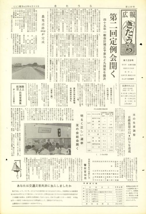 広報きたうら 第129号(昭和45年6月)の表紙