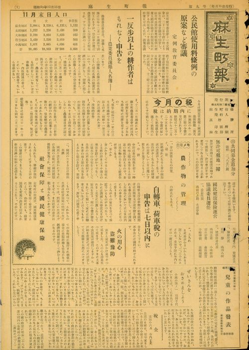 麻生町報　第9号（昭和30年12月）の表紙