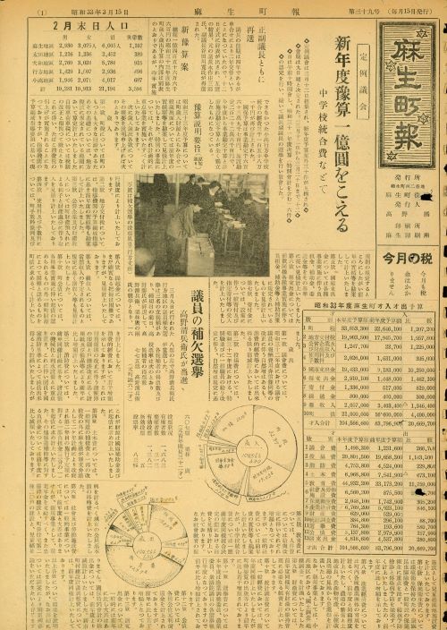 麻生町報 第39号(昭和33年3月)の表紙