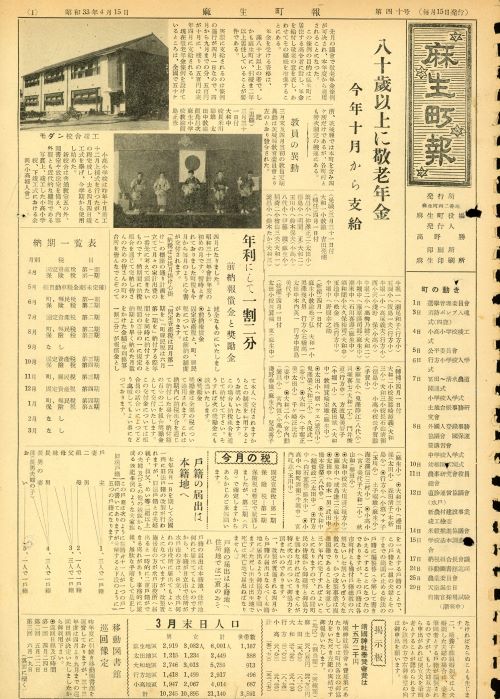 麻生町報 第40号(昭和33年4月)の表紙
