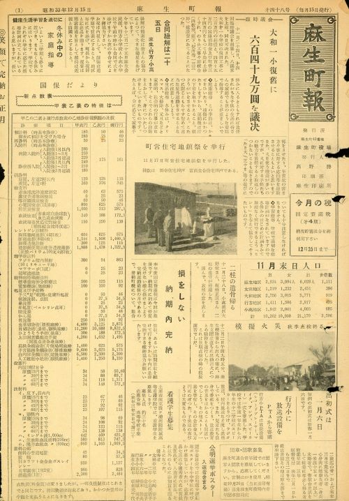 麻生町報 第48号(昭和33年12月)の表紙