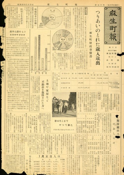 麻生町報 第50号(昭和34年2月)の表紙