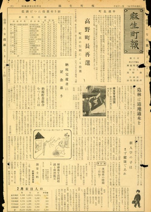 麻生町報 第51号(昭和34年3月)の表紙