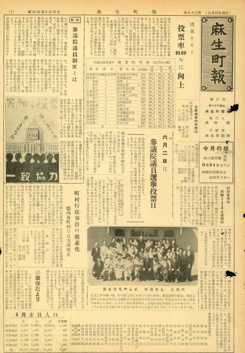 麻生町報 第53号(昭和34年5月)の表紙