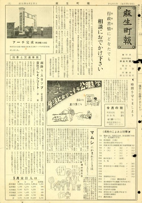 麻生町報 第78号(昭和36年6月)の表紙