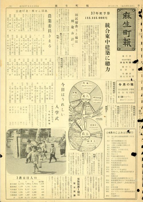 麻生町報 第88号(昭和37年4月)の表紙