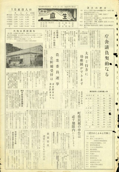 町報麻生 第122号(昭和40年2月)の表紙