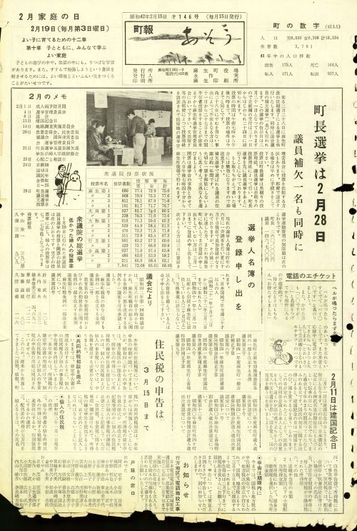 町報あそう 第146号(昭和42年2月)の表紙