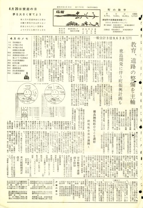 町報あそう 第172号(昭和44年4月)の表紙
