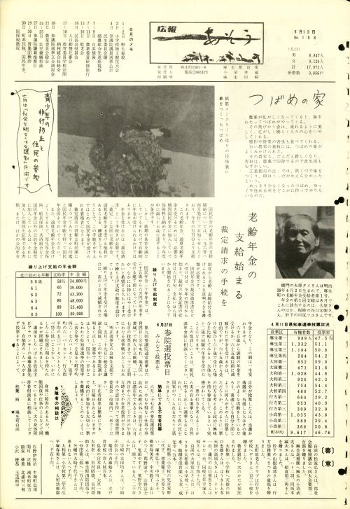 町報あそう 第198号(昭和46年6月)の表紙