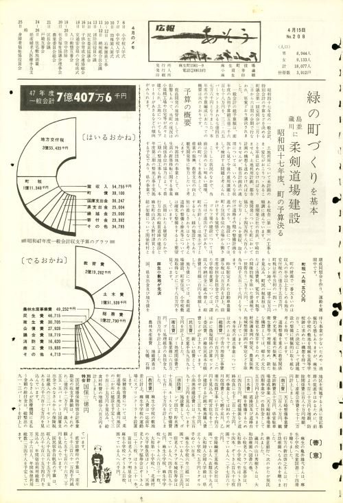 町報あそう 第208号(昭和47年4月)の表紙