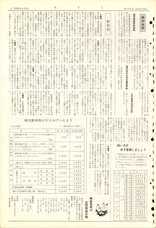 町報あそう 第256号(昭和51年4月)の表紙