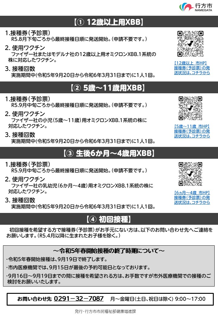 （裏）９月２０日から令和５年秋開始接種が始まります