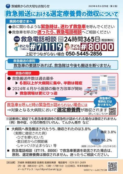 救急搬送における選定療養費の徴収について(ポスター第2版)